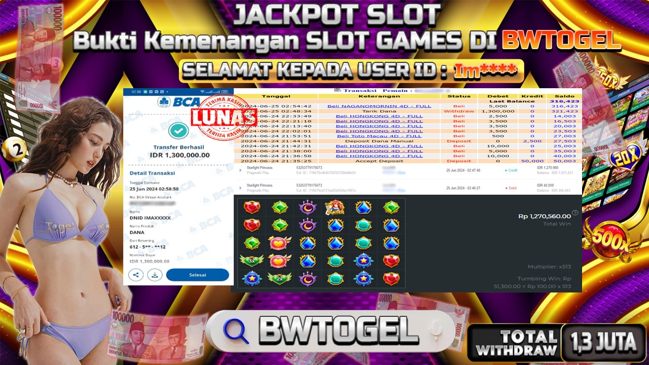 BUKTI JACKPOT SLOT STARLIGHT PRINCESS TERPERCAYA DI INDONESIA TGL 25-06-2024