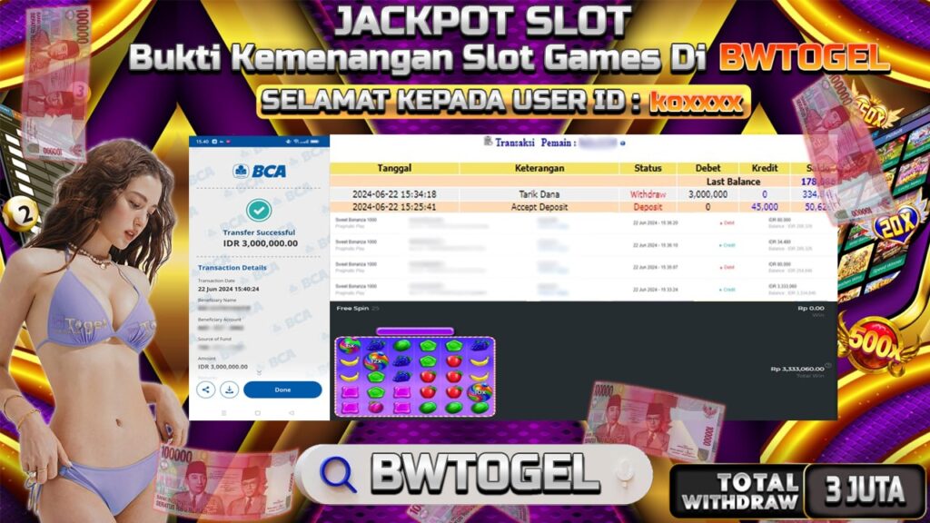 BUKTI JACKPOT SLOT SWEET BONANZA 1000 TERPERCAYA DI INDONESIA TGL 22-06-2024