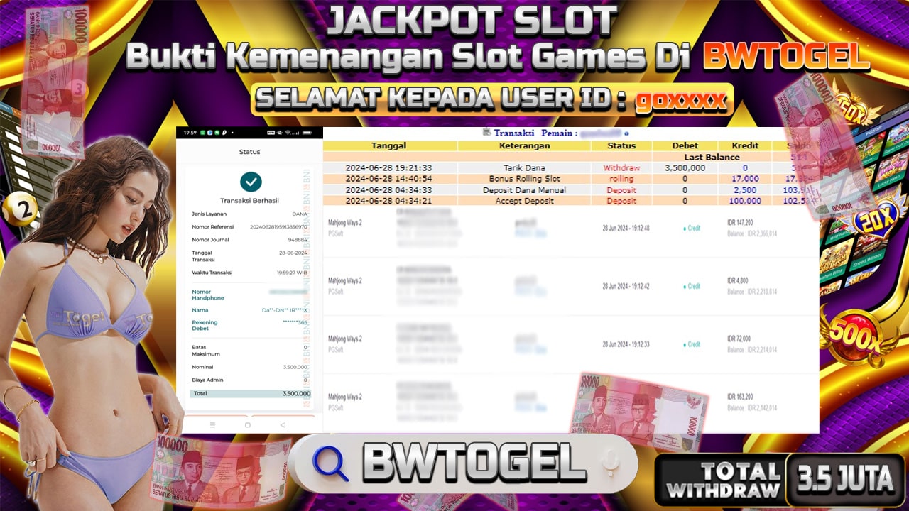 BUKTI JACKPOT SLOT MAHJONG WAYS  2 TERPERCAYA DI INDONESIA TGL 28-06-2024