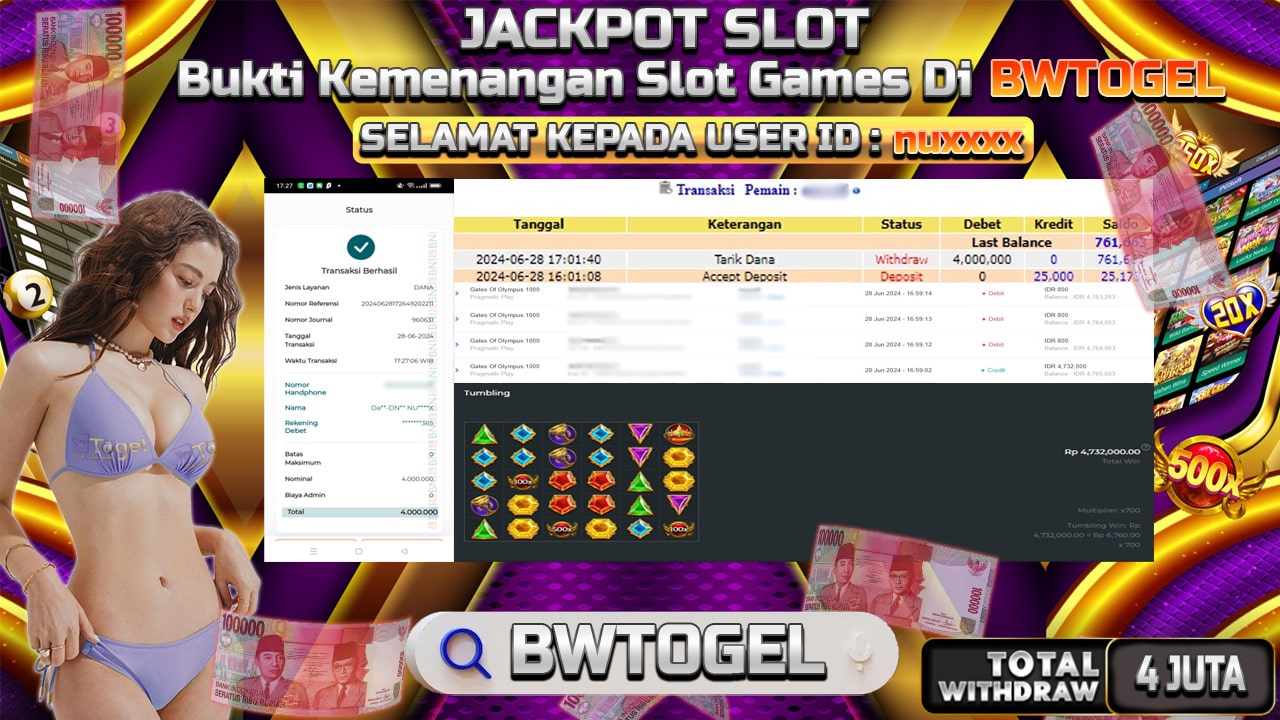 BUKTI JACKPOT SLOT GATES OF OLYMPUS 1000 TERPERCAYA DI INDONESIA TGL 28-06-2024