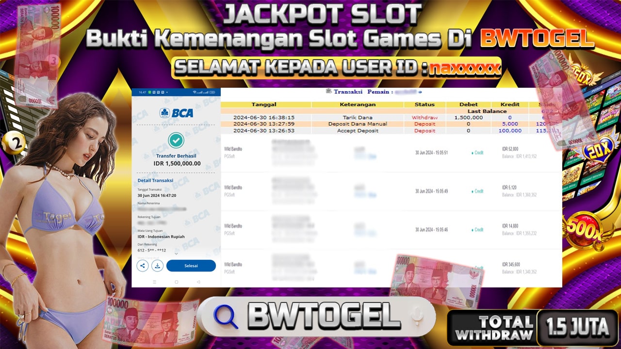 BUKTI JACKPOT SLOT WILD BANDITO TERPERCAYA DI INDONESIA TGL 30-06-2024