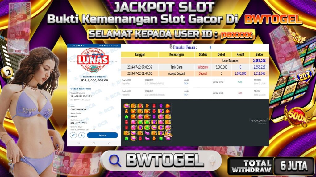 BUKTI JACKPOT SLOT SUGAR RUSH 1000 TERPERCAYA DI INDONESIA TGL 12-07-2024