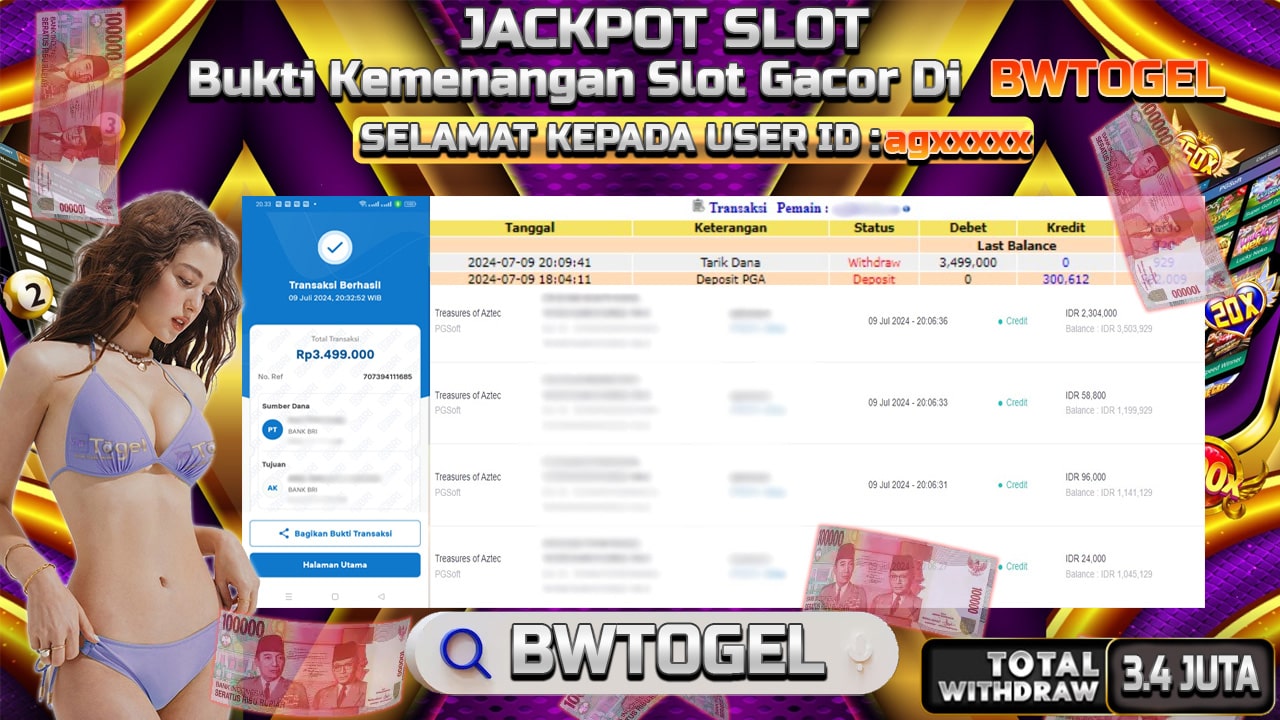 BUKTI JACKPOT SLOT TREASURES OF AZTEC TERPERCAYA DI INDONESIA TGL 09-07-2024