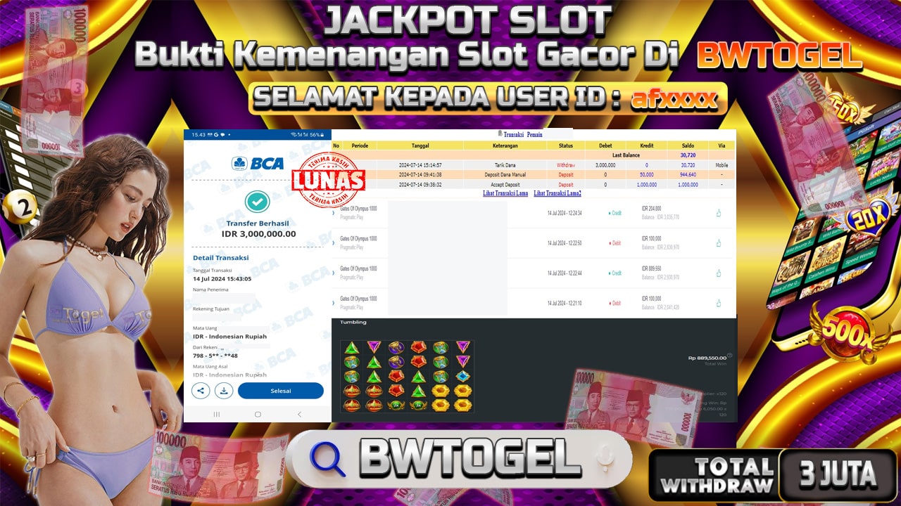 BUKTI JACKPOT SLOT GATES OF OLYMPUS 1000 TERPERCAYA DI INDONESIA TGL 14-07-2024