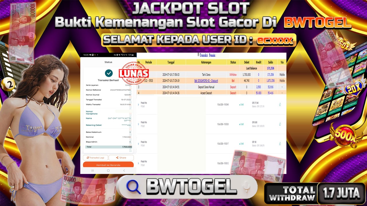 BUKTI JACKPOT SLOT PINATA WINS TERPERCAYA DI INDONESIA TGL 18-07-2024