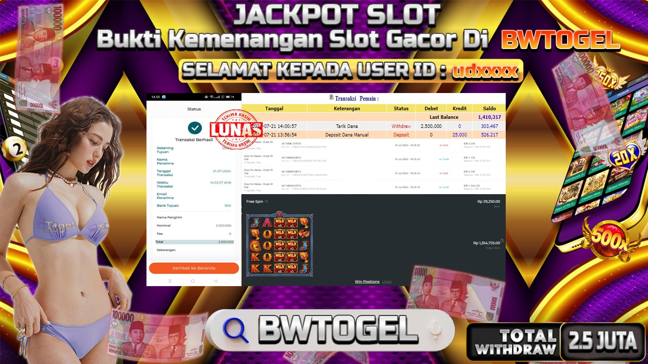 BUKTI JACKPOT SLOT ZEUS VS HADES –  GODS OF WAR TERPERCAYA DI INDONESIA TGL 21-07-2024