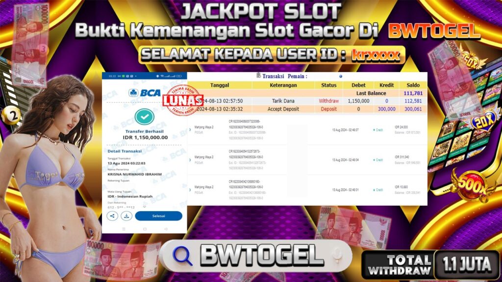 BUKTI JACKPOT SLOT MAHJONG WAYS 2 TERPERCAYA DI INDONESIA TGL 13-08-2024