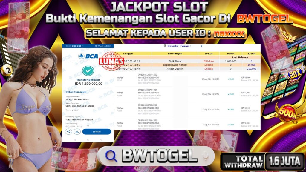 BUKTI JACKPOT SLOT WILD APE TERPERCAYA DI INDONESIA TGL 27-08-2024