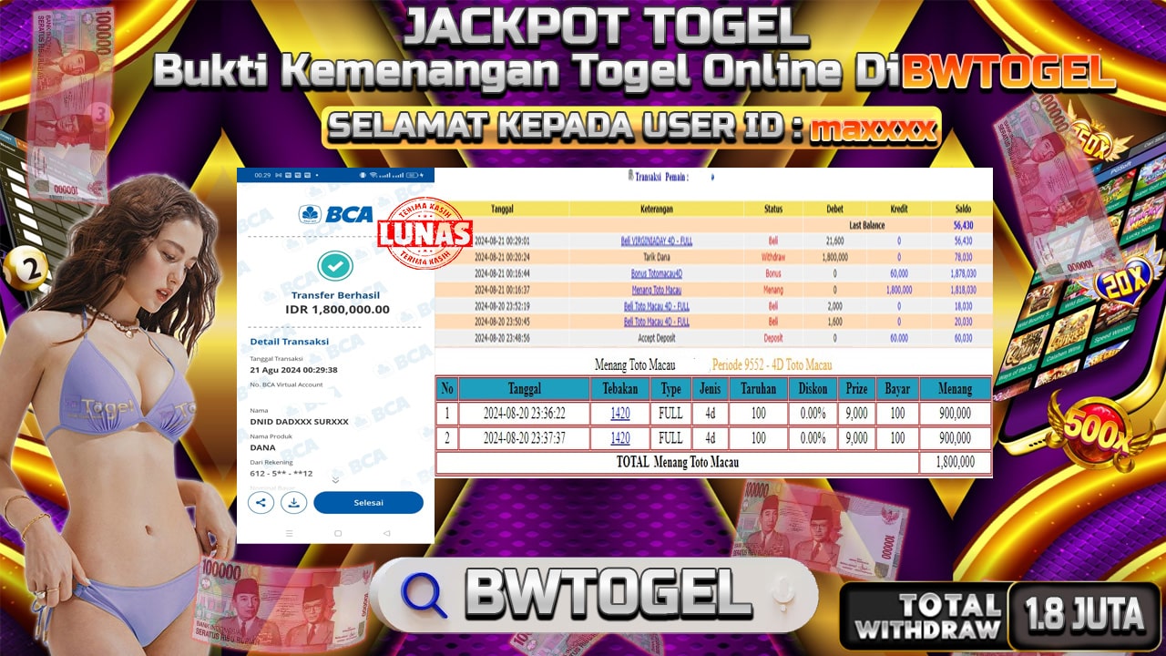 BUKTI JACKPOT TOGEL TOTO MACAU TERPERCAYA DI INDONESIA TGL 21-08-2024