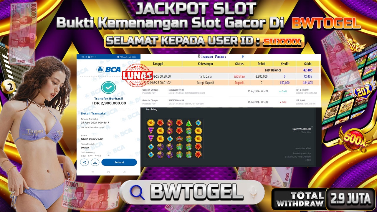 BUKTI JACKPOT SLOT GATES OF OLYMPUS TERPERCAYA DI INDONESIA TGL 25-08-2024