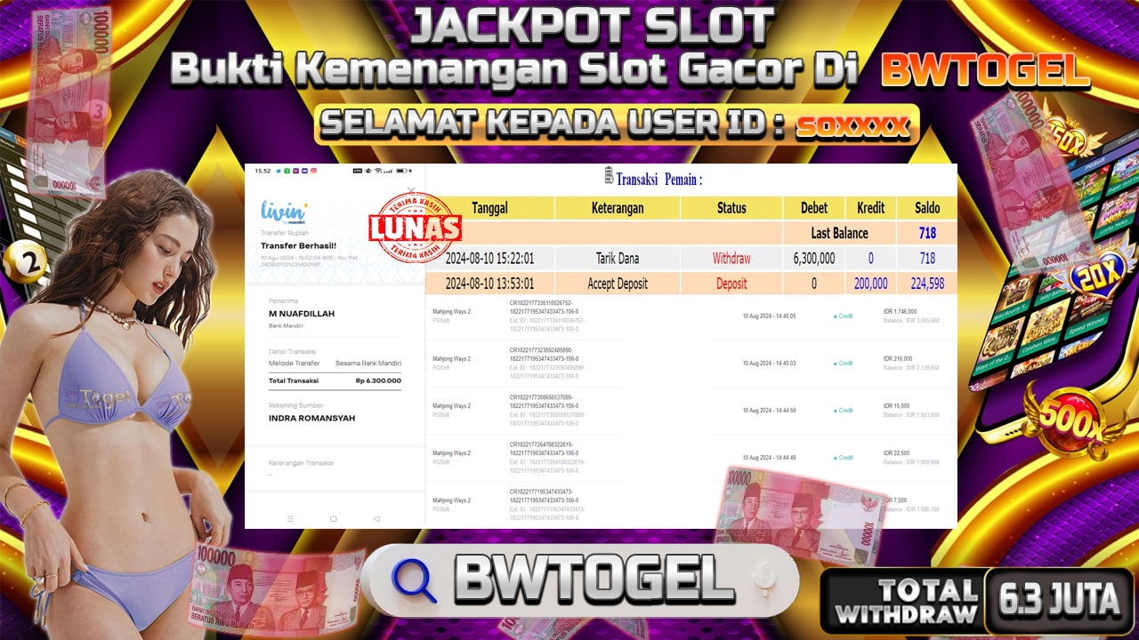 BUKTI JACKPOT SLOT MAHJONG WAYS 2 TERPERCAYA DI INDONESIA TGL 10-08-2024