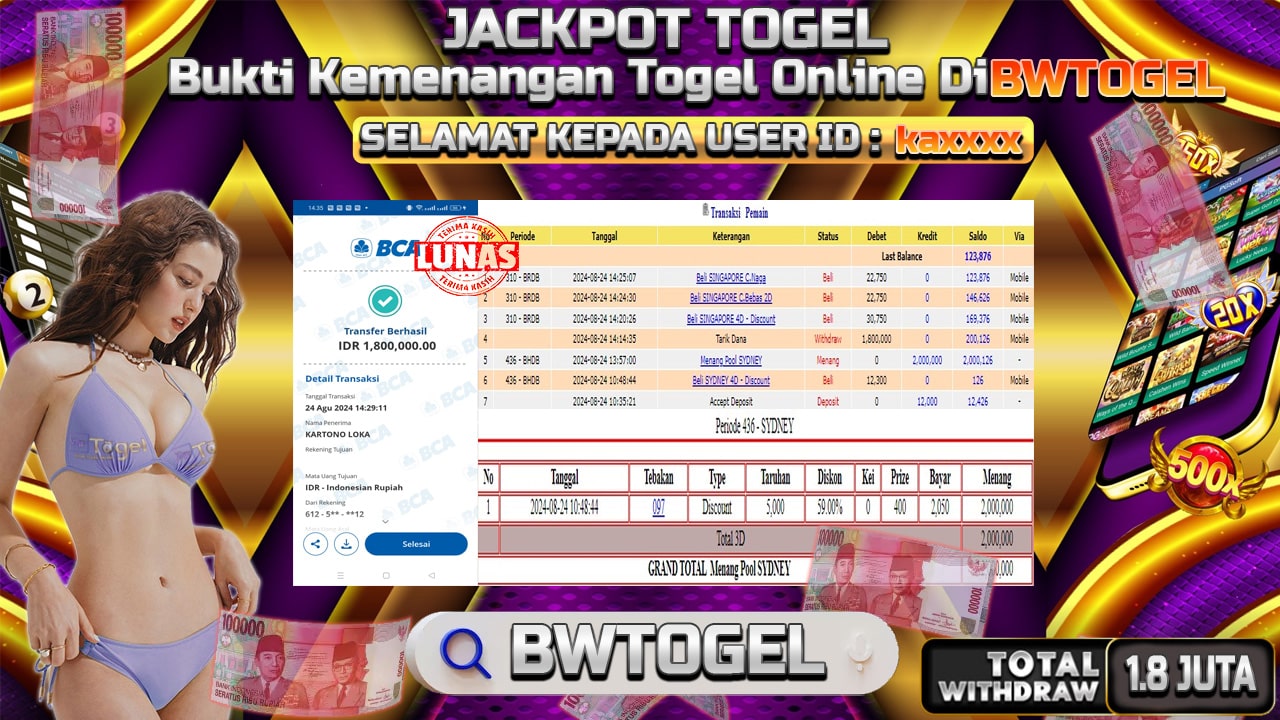 BUKTI JACKPOT TOGEL ONLINE POOL SYDNEY TERPERCAYA DI INDONESIA TGL 24-08-2024