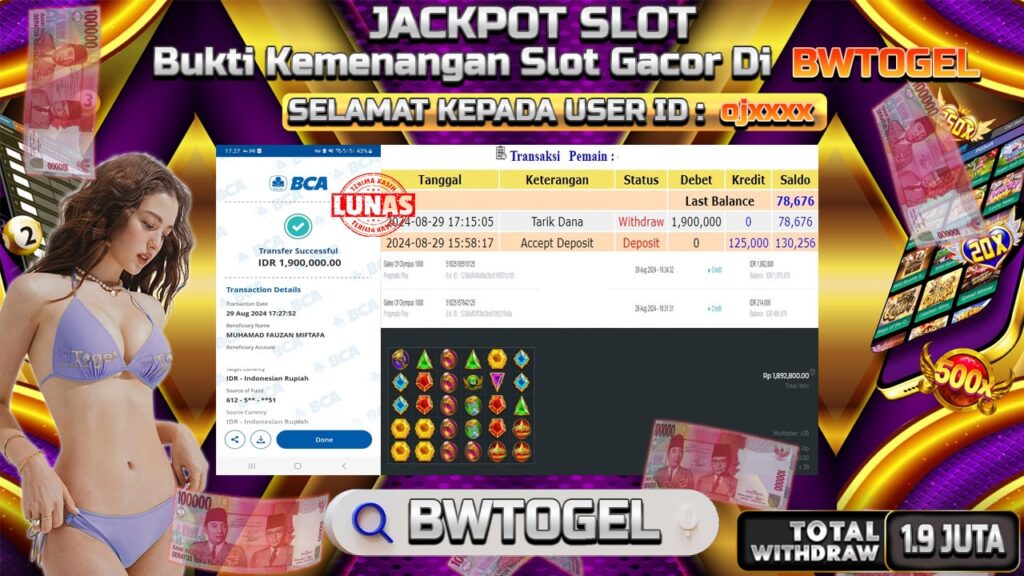 BUKTI JACKPOT SLOT GATES OF OLYMPUS 1000 TERPERCAYA DI INDONESIA TGL 29-08-2024