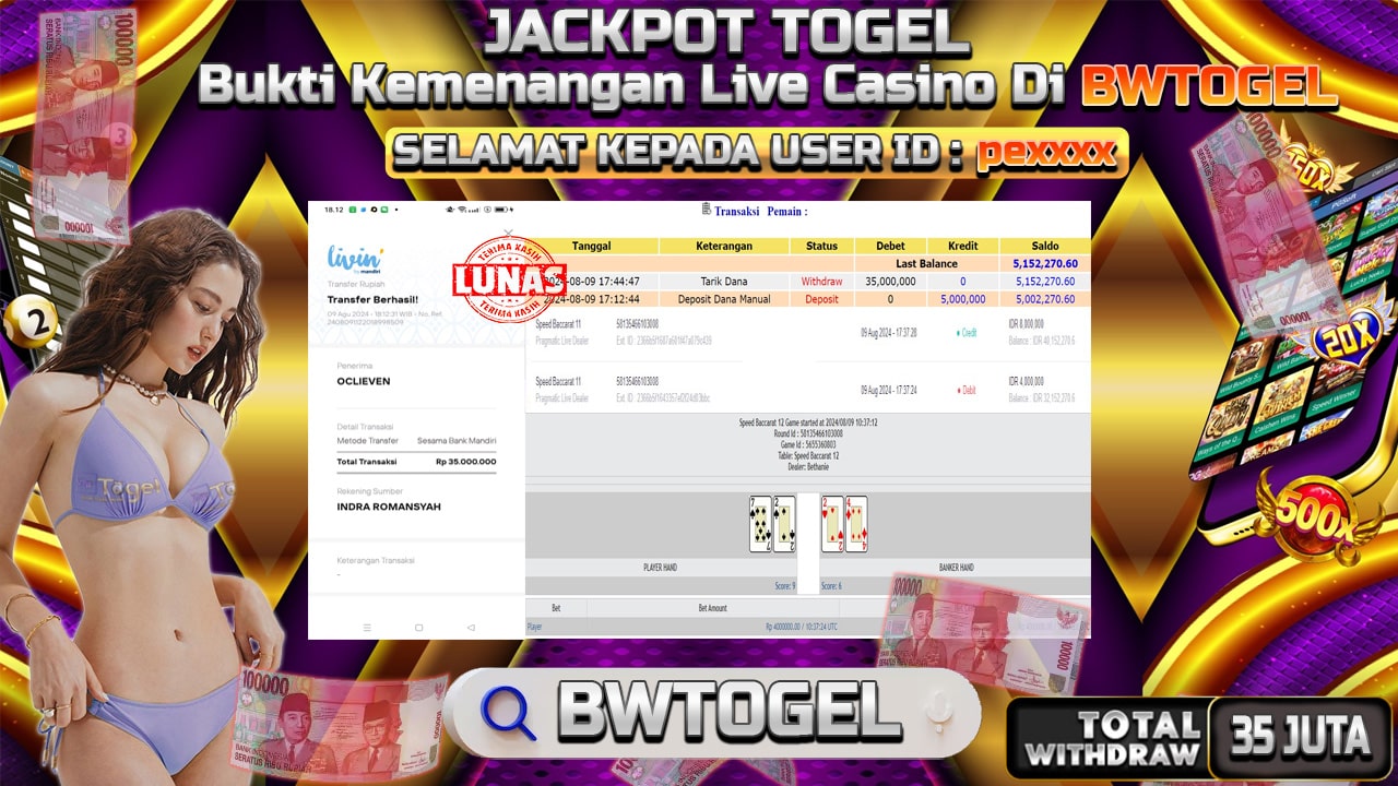 BUKTI JACKPOT SPEED BACCARAT 11 TERPERCAYA DI INDONESIA TGL 09-08-2024