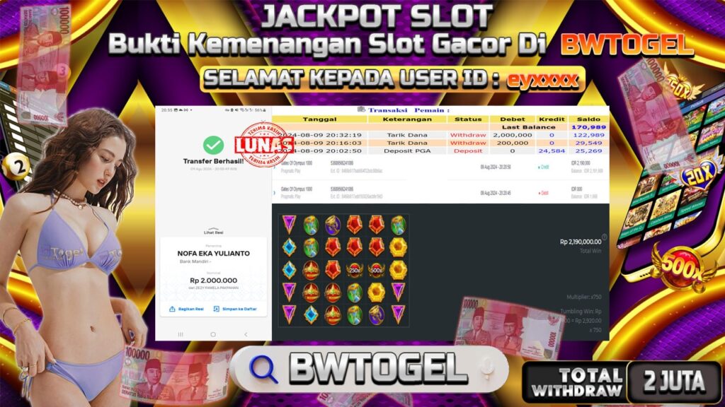 BUKTI JACKPOT SLOT GATES OF OLYMPUS 1000 TERPERCAYA DI INDONESIA TGL 09-08-2024