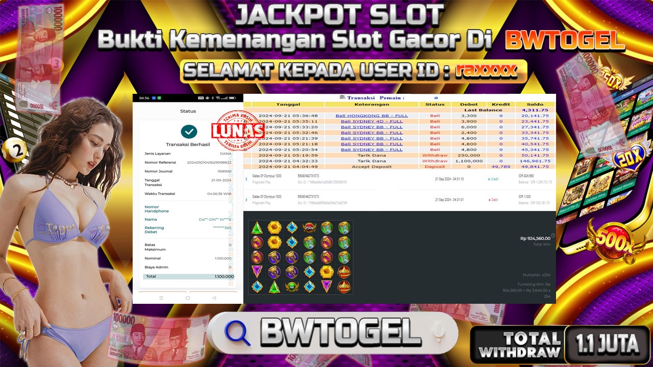 BUKTI JACKPOT SLOT GATES OF OLYMPUS 1000 TERPERCAYA DI INDONESIA TGL 21-09-2024