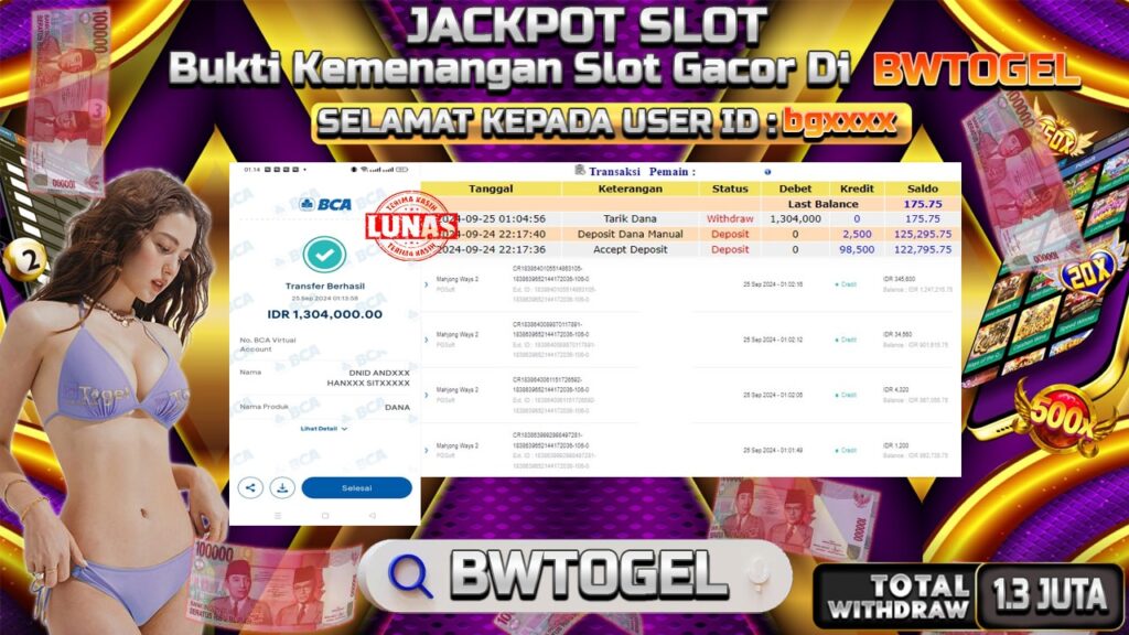 BUKTI JACKPOT SLOT MAHJONG WAYS 2 TERPERCAYA DI INDONESIA TGL 25-09-2024