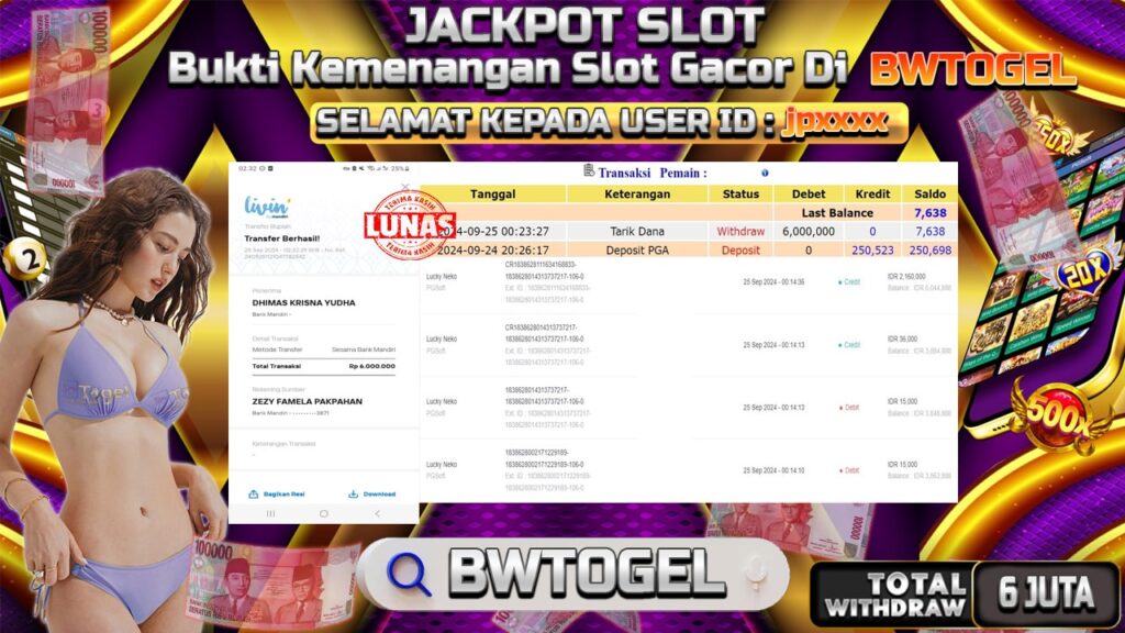 BUKTI JACKPOT SLOT LUCKY NEKO TERPERCAYA DI INDONESIA TGL 25-09-2024