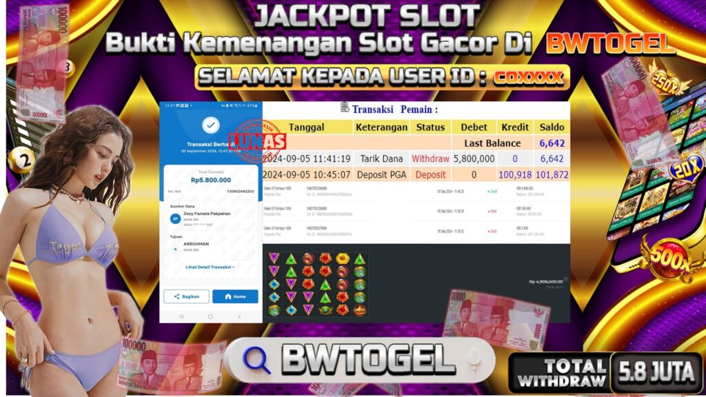 BUKTI JACKPOT SLOT GATES OF OLYMPUS 1000 TERPERCAYA DI INDONESIA TGL 05-09-2024