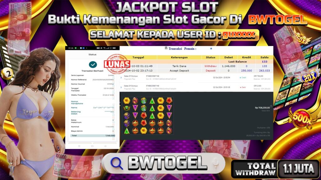 BUKTI JACKPOT SLOT GATES OF OLYMPUS TERPERCAYA DI INDONESIA TGL 03-10-2024